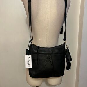 M London NWT Black Leather Crossbody Bag